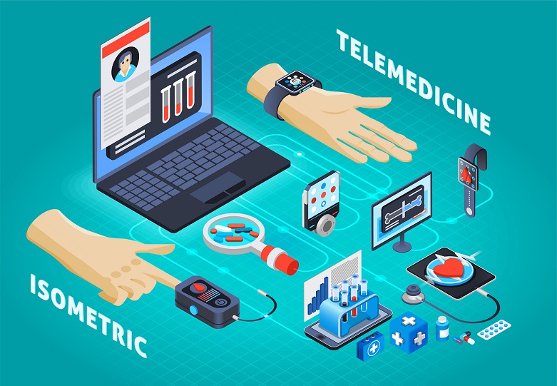 Digital Health Telemedicine Isometric Composition